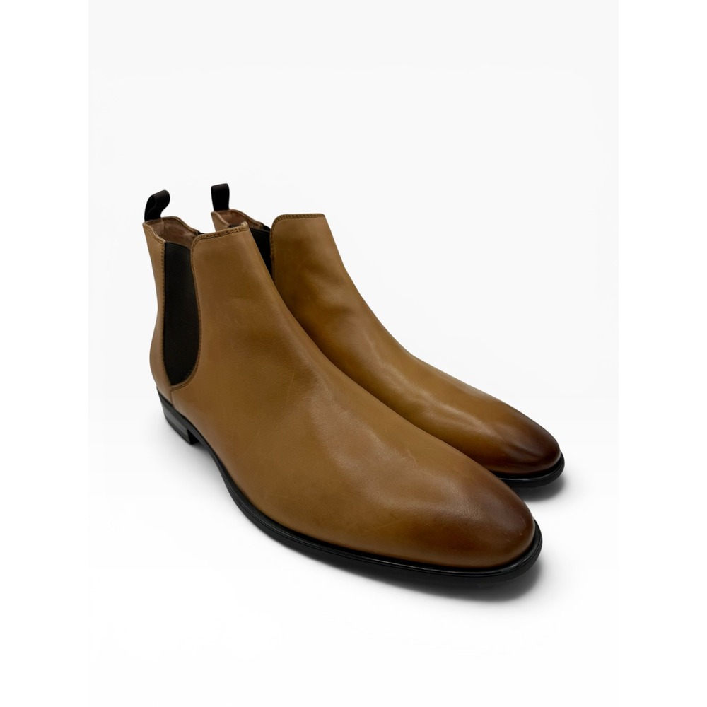 Aldo Mens Tan‎ Leather Chelsea Boots Cognac Almond Toe Ankle Dress Boots